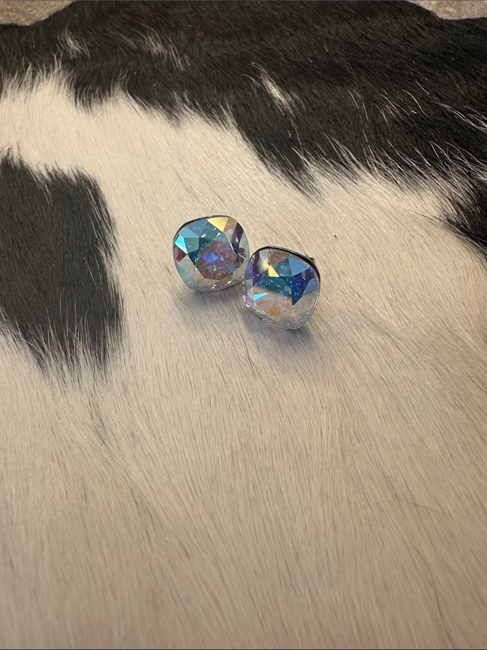 Crystal Stud Earrings - Iridescent Blue